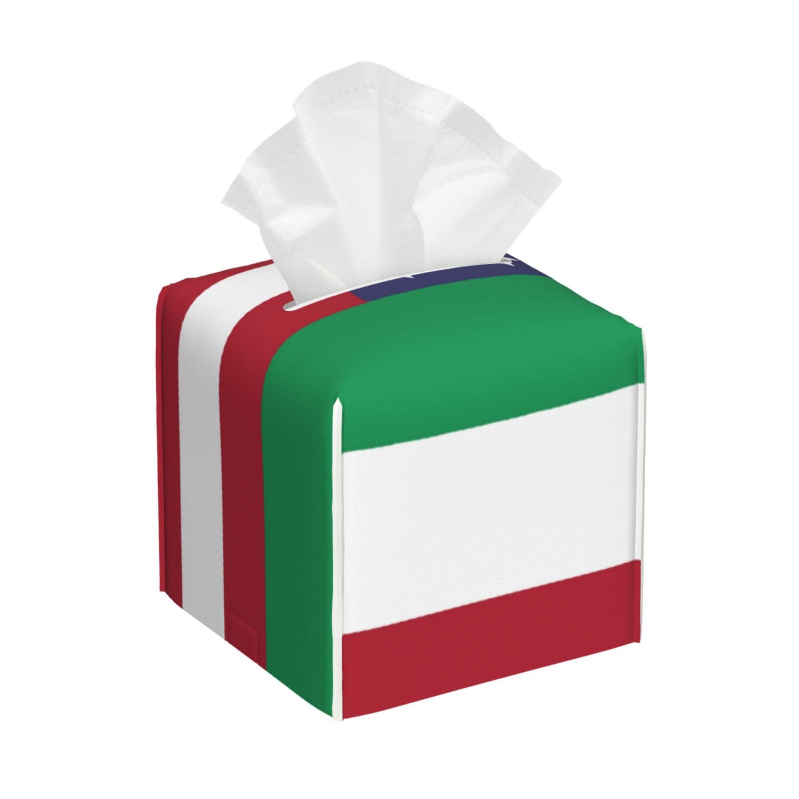 American Italian Flag Square Tissue Box Cover, Cube Tissue Box Holder, Table Tissue Box