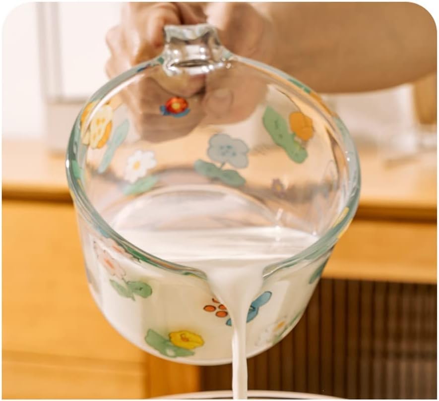 Glass Measuring Cup With Scale Milk Cup High Temperature Resistant Household Kitchen Baking Beaten Egg Cup Measuring Water Cup Cups (Color : D, Size : 500ML) (B 500ML)