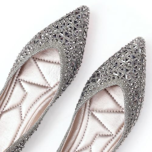 Women's Flats Comfortable Pointed Rhinestone Ballet Flats Soft Memory Foam Insole for Women Sparkle Elegant Dress Shoes3