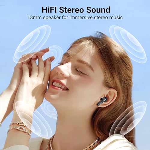 Ear Buds Wireless Earbuds Bluetooth Headphones 56H Playback Stereo Mic in-Ear Earbuds with LED Power Display Charging Case IP7 Waterproof Wireless Earphones for iOS Android Phone, Black - Image 5