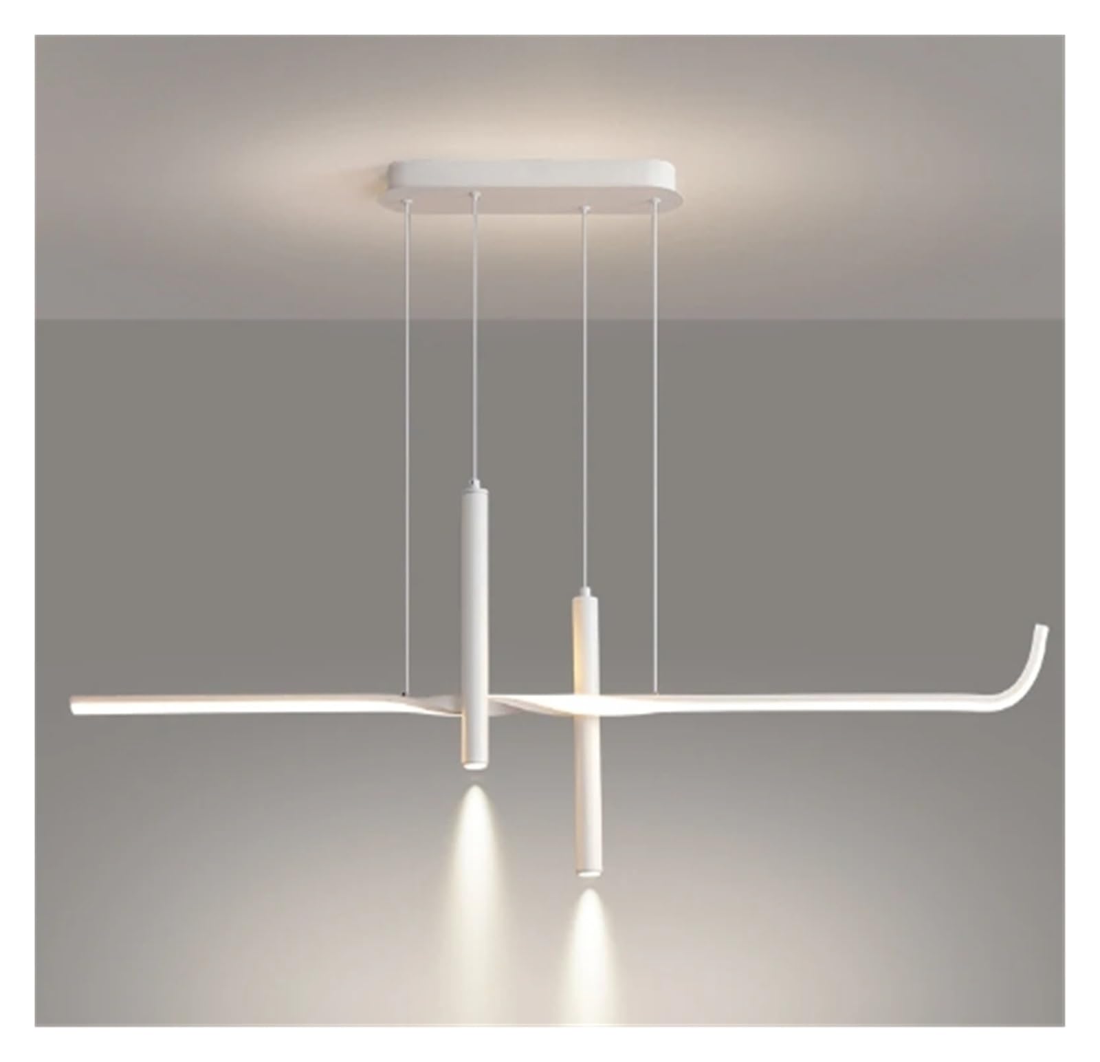 Suspension LED Nordique allongée pour salle à manger et cuisine - Grand lustre moderne