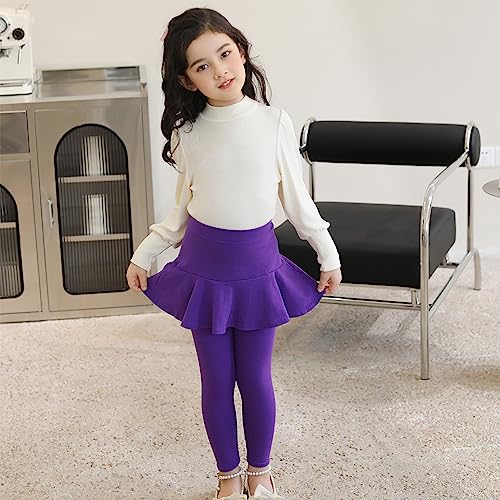 Image of StyleSavvy Trendy Girls' Leggings with Skirt - 2 Pack of Cotton Ruffle Skirt Pants for Kids for 3-8 Years
