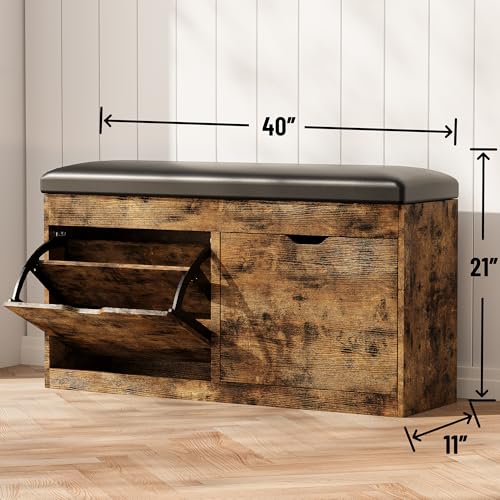 40-Shoe-Storage-Bench-with-2-Flip-Drawers-Padded-Seat-Cushion-Shoe-Cabinet-with-Lift-Top-Storage-Box-Shoe-Bench-Shoe-Organizer-for-Entryway-Hallway-Living-Room-Vintage-Brown