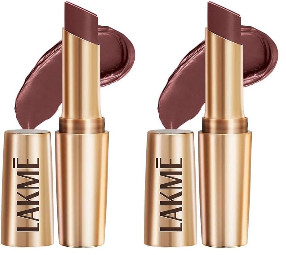 Image of LAKME LAKM Lakme Powerplay Priming Matte Lipstick, Smooth Finish, Lightweight Smudgeproof, Lasts 16hrs, Hydrates Lips, Sangria Weekend, 3.6g (Pack of 2)