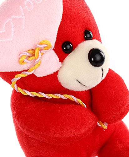 Image of Tickles Heart Balloon Teddy Soft Stuffed Plush Toy for Kids Baby Girls & Boys Birthday Gifts Valentine's Day Home Decoration (Color: Red Size: 18 cm)