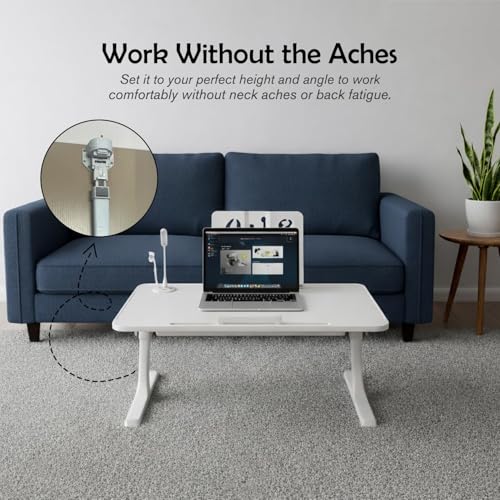 Image of Yorten Laptop Desk for Bed, Adjustable Beds Table with USB Charge Port Foldable Lap top Table with Storage Drawer, Portable Laptops Bed Desk Tray for Eating Working Writing Reading