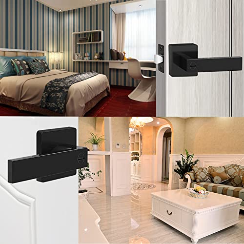Jo.ko With Keyed Matte Black Door Knob, Square Door Lever For Bedroom, Passage Door Privacy Locking Interior/Exterior Entry Door Knob/Heavy Duty #TOP2