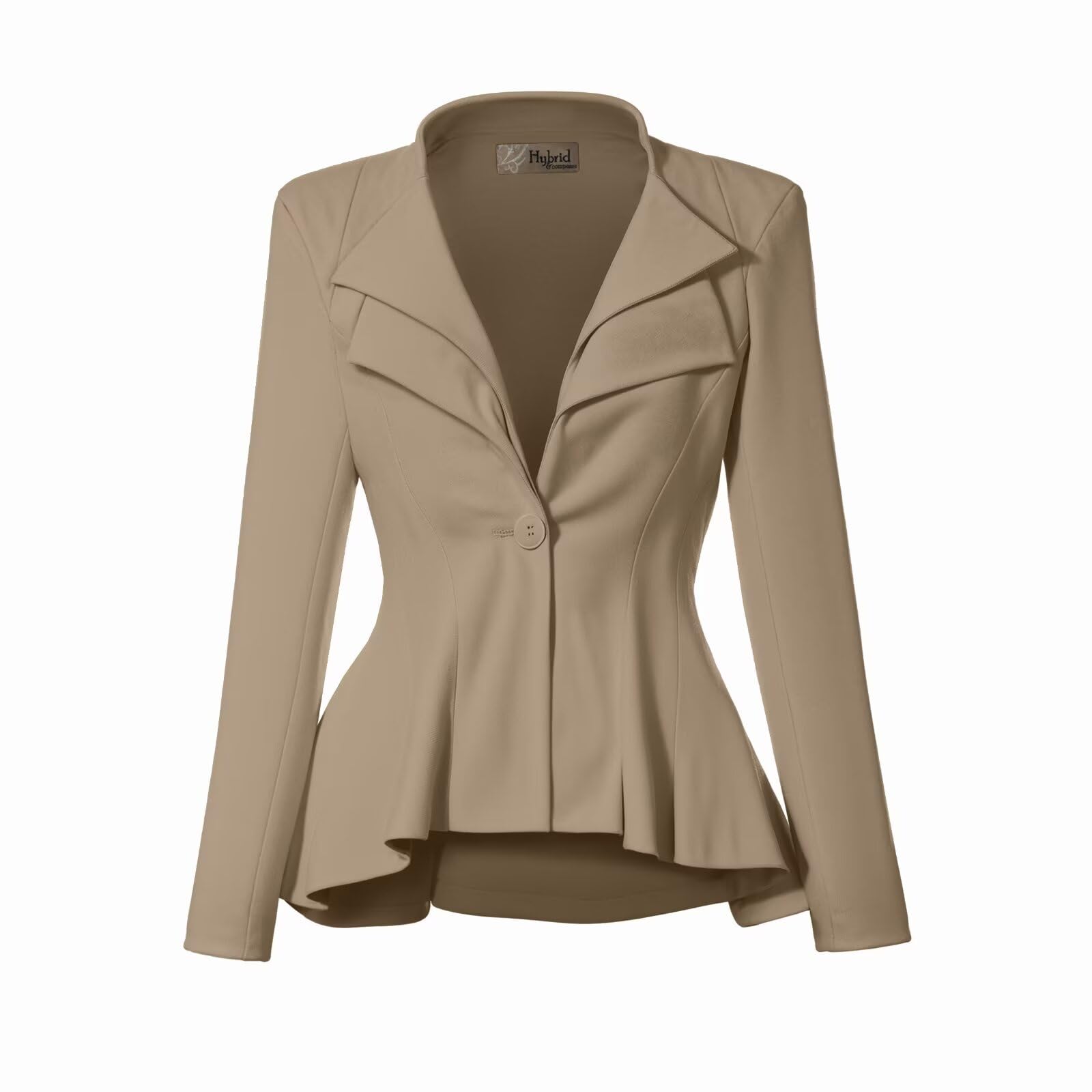 Hybrid & Company Women's Casual Work Office Dressy Double Lapel Single Button Peplum Comfortable Blazer