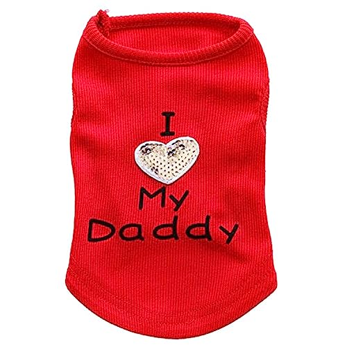 Small Dog Clothes XXS Puppy Dogs Shirt I Love My Mom Mommy Dad Daddy Dog T Shirts for Small Dogs - Image 3