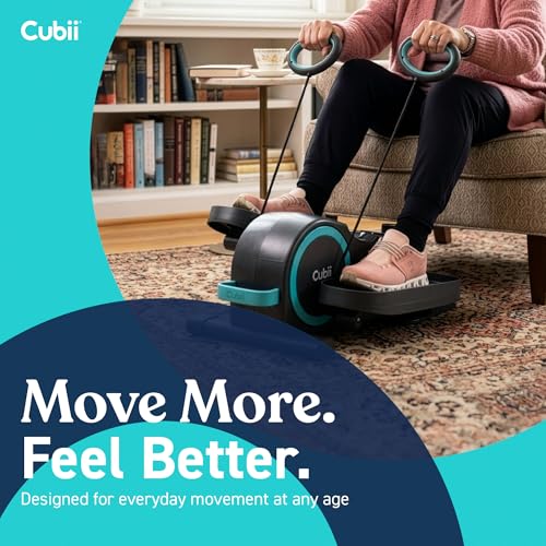 Image of Cubii Total Body Under Desk Elliptical Bike with Built-in Upper Body Resistance Bands | Seated Exercise Machine - Arms + Legs Workout for Seniors & All Ages, 12 Resistance Levels, LCD Display