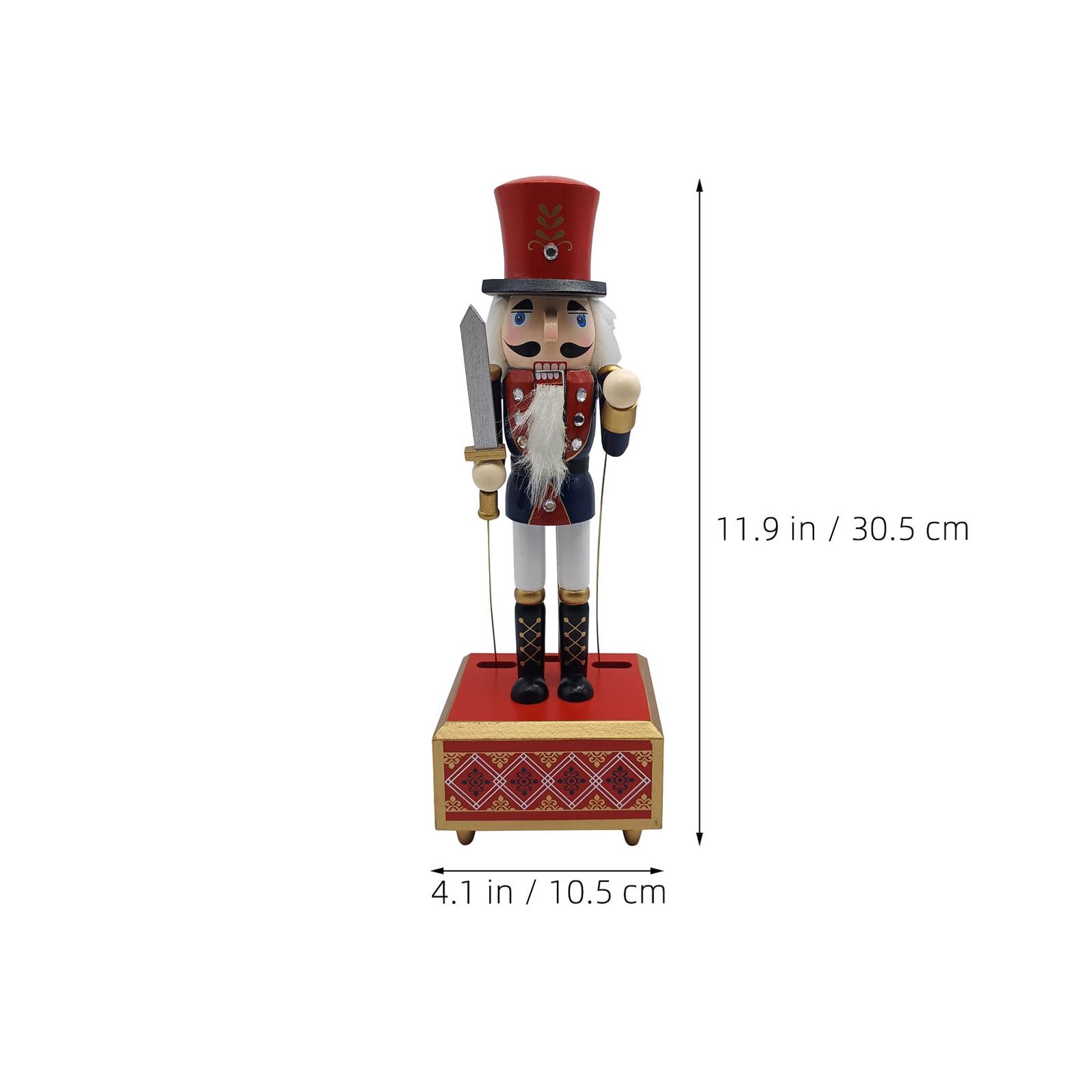 OUNONA Legno Schiaccianoci Carillon Carica Statuetta Musicale per Feste Natalizie e Celebrazioni Stagionali