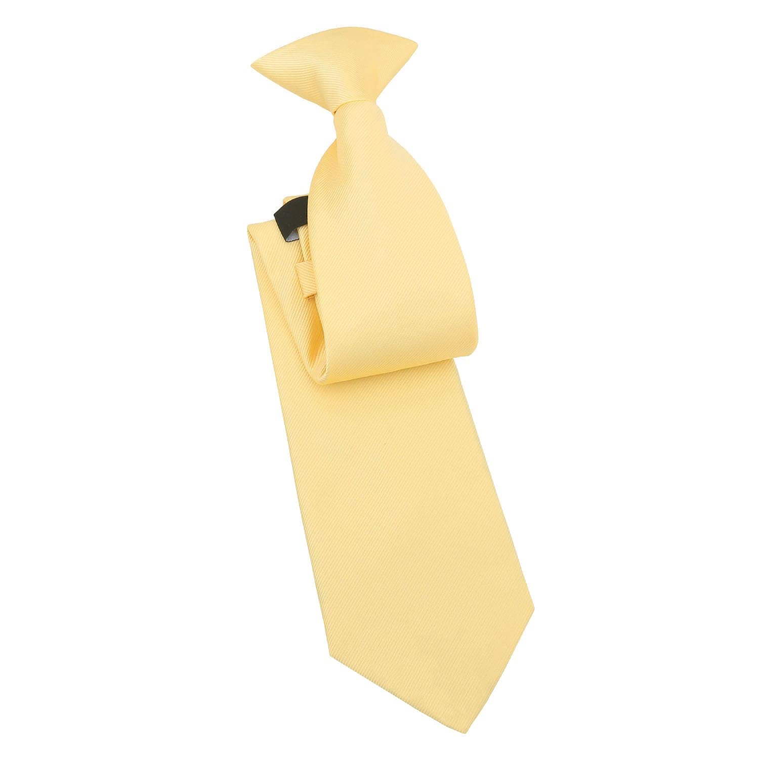 Dqt Men's Daffodil Yellow Plain Twill Clip-On Tie - Pre-Tied Necktie - Wedding, Business & Formal