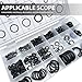 Slykew 300 PCS Auto Sealing O-Ring, 18 Sizes High Pressure High Temperature Resistant Nitrile Rubber Ring Repair Kit, Air Conditioning Compressor Gasket Classification Set, Universal for Cars (Black)