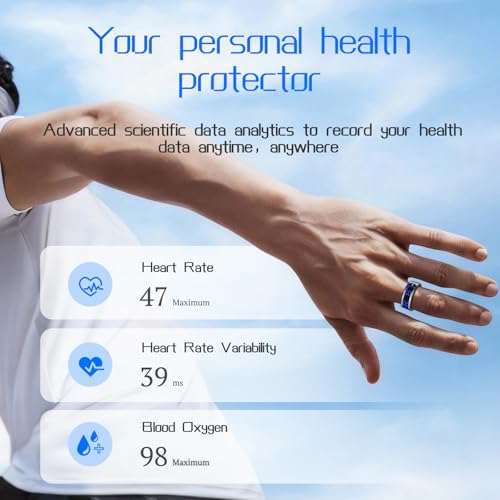 Image of Smart Ring for Women & Men, Fitness & Health Tracker with Display Screen, IP68 Waterproof Smart Rings for Health Monitoring, Fitness Tracker Ring with Call Notification, No App Fe