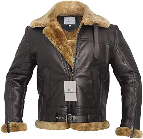 RAF Bomber Ginger Men B3 Bomber Jacket Aviator Real Shearling Bomber Sheepskin Leather Jacket4