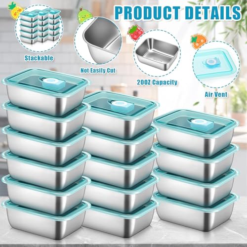 Image of Honbuty Stainless Steel Food Storage Containers with Lids | Leakproof, Oven & Freezer Safe | Meal Prep & Lunch Boxes | Snack Container | Reusable Meal Prep Boxes (2)