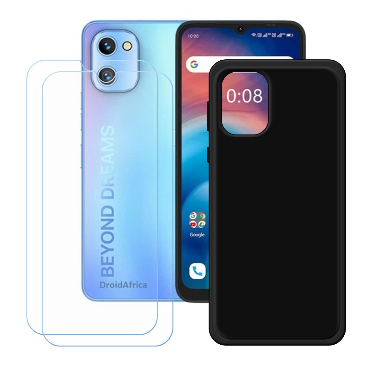 NC FZYM Case for Umidigi G1 + 2 Pack Tempered Glass Screen Protector Protective Film,Slim Black Soft Gel TPU Silicone Protection Phone Case Cover for Umidigi G1 (6.52")