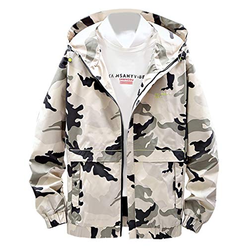 Preisvergleich Produktbild MAYOGO Herren Sweatjacke Lässige Camouflage Kapuzenjacke Regenjacke Streetwear College Jacke Übergangsjacke Dünn Full Zip Herrenjacke Jacken Cardigan Sweatjacke Mantel (Grün, XL)