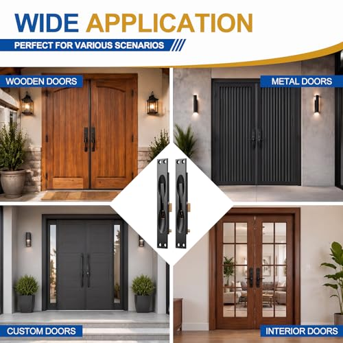 Image of Blulu 2 Pcs Solid Brass Extension Flush Bolt with Rod 11-3 /4 Inch, 1 inch W x 6-3 /4 inch H Flush Bolt for Metal Hollow Doors & Wood Doors, Black