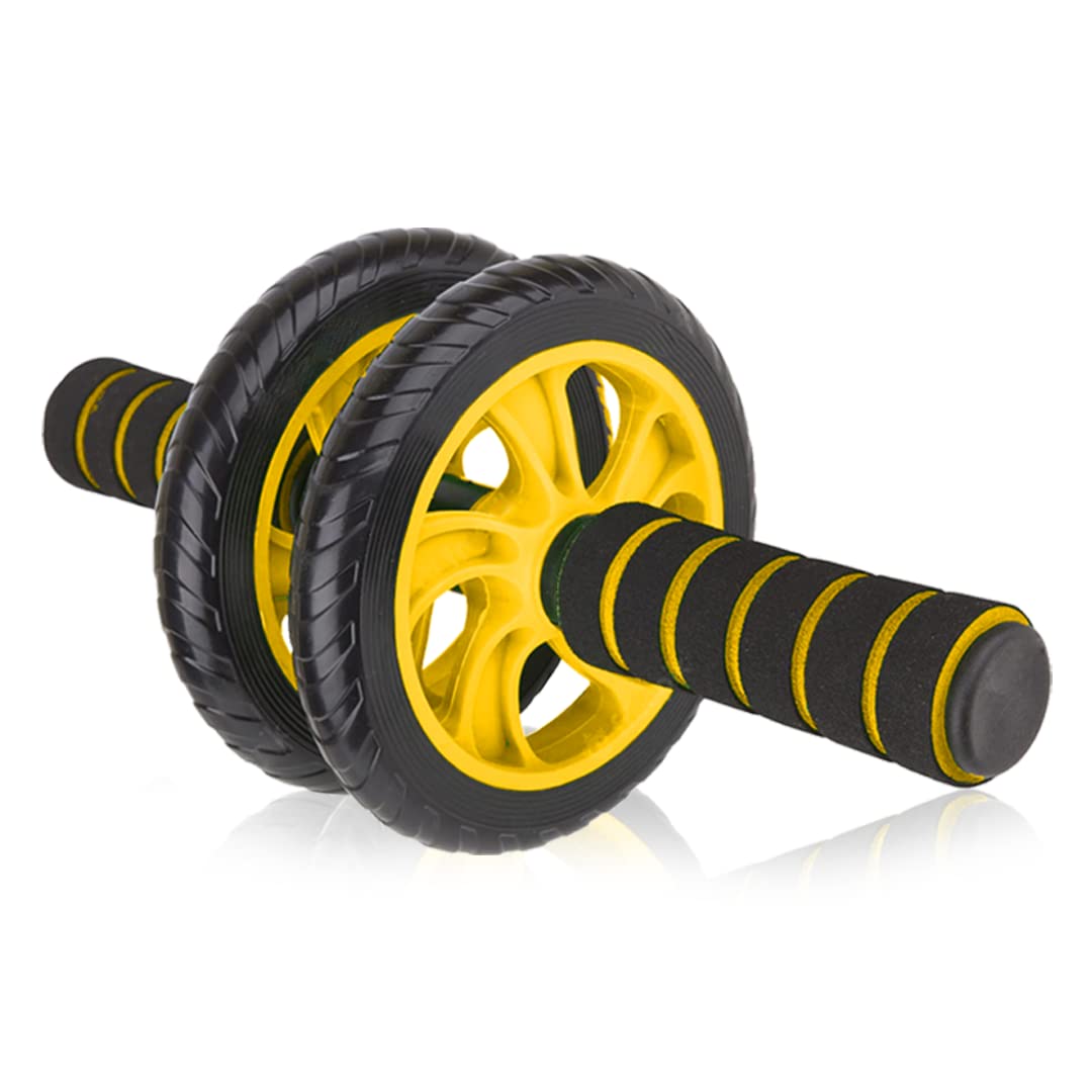 Divya Shri Dual Wheel Abs Roller Abdominal Exercise Core Blaster Fitness Roller Wheel Equipment with Knee Mat for Men & Women