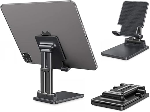 Florican iPad Stand + Mobile Stand for Desk | Height Adjustable, Multi Angle Adjustable; Heavy Aluminum Base with Dual Supporting Rods | Suitable…