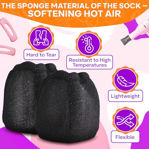 2 Pcs Sock Diffuser for Hair Dryer - Compact 5.12x3.35" Universal Hair Dryer Diffuser Sock Made of Soft, Heat-Resistant and Flexible Foam, Tear-Resistant and Reusable - For Uniform Heat Distribution