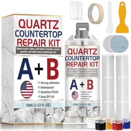 Quartz Countertop Repair Kit for Chips and Cracks Granite and Marble Repair Strong Bond Seamless Finish Tile Repair and Porcelain Sink Fix 100g