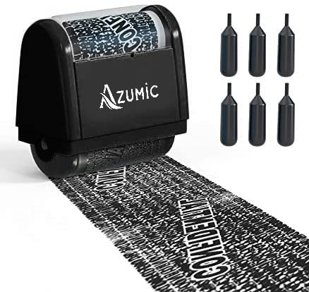 Identity Theft Protection Roller Stamp 6 Pack Refills - Confidential Address Blocker Anti Theft Prevention Stamps - by Azumic (Black)