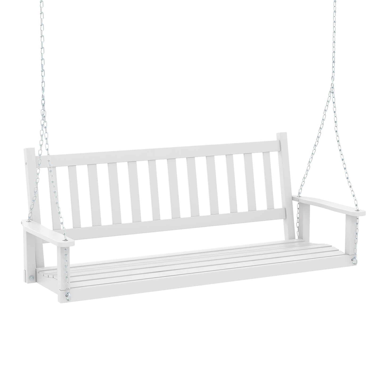 GOPLUS Hängebank, Gartenschaukel aus Pappelholz bis 227kg/360kg belastbar, Hängeschaukel mit Verstellbarer Kette, Hollywoodschaukel Schaukelbank Outdoor für Terrasse Garten Hof (3-Sitzer,Weiß)