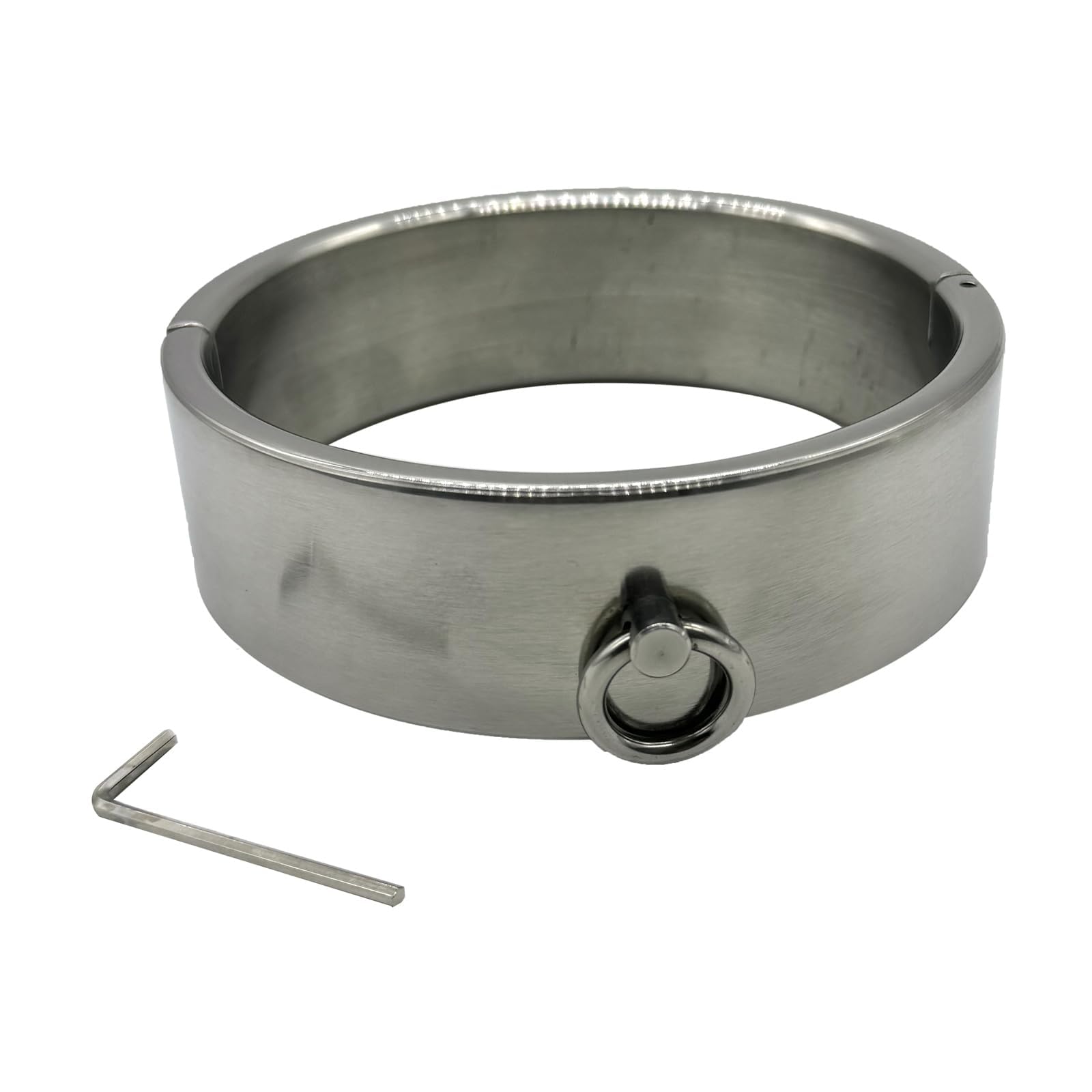 Collier Fétichiste de 4 cm Hauteur avec Anneau de Traction, Collier de Cou en Acier Inoxydable Bondage, Collier Sexuel en Métal, Jouet Sexuel BDSM pour Hommes, Femmes, Couples, Argent
