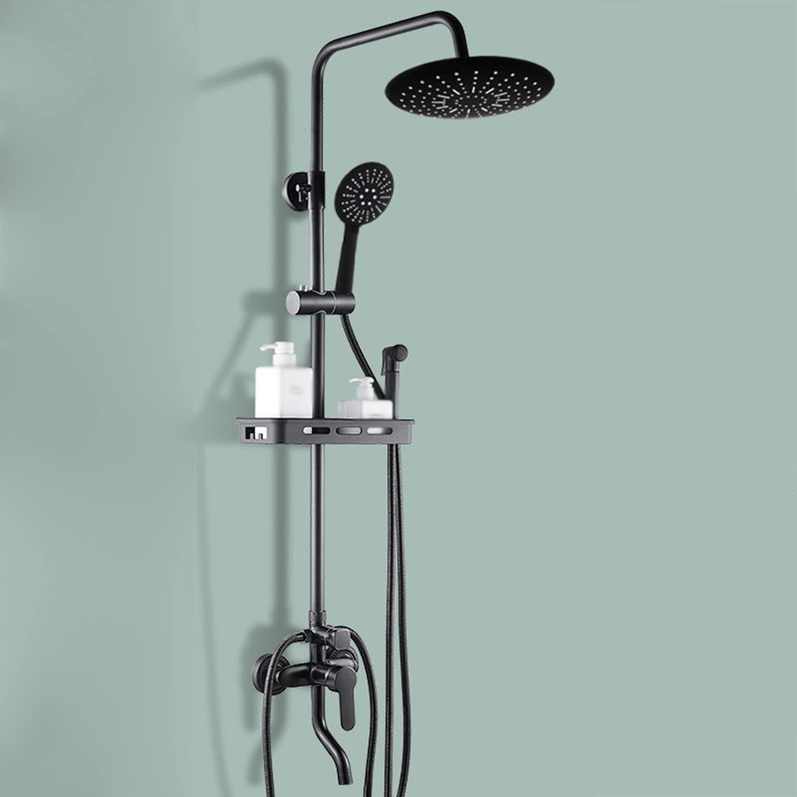 Combinaison de douche anti-calcaire en laiton résistant avec mitigeur mécanique noir