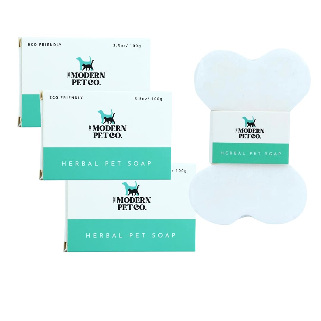 Herbal Pet Shampoo Bar | Natural Soap for A Clean Pet | Helps with Allergies, Sensitive Skin by The Modern Pet Company (3 Pack)