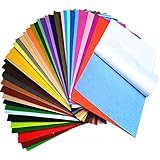 クラフト用粘着フェルト、フェルト シール、粘着シート付くフェルト、40カラー1mm厚い手作り素材20x30cm