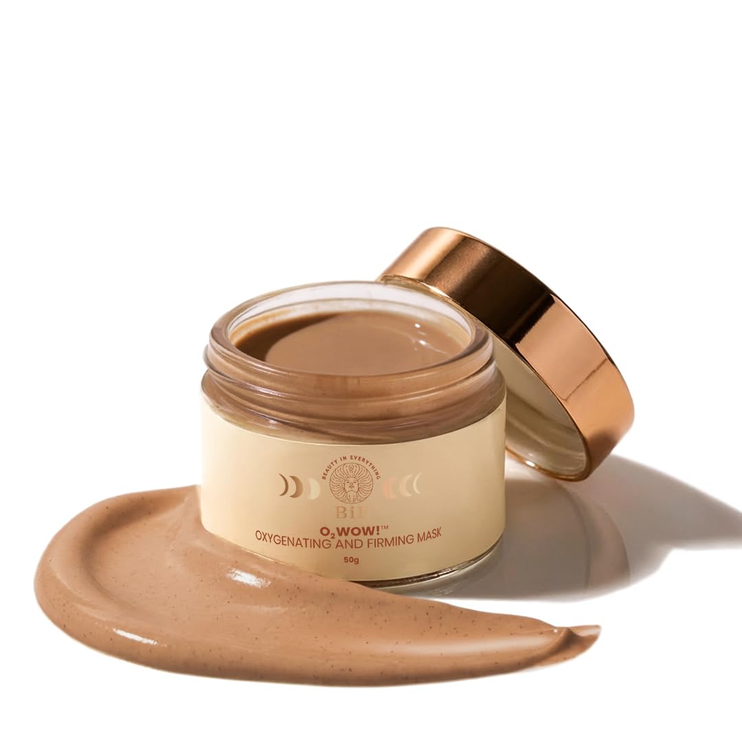 BiE O2WOW Oxygenating & Firming Face Mask | Detan, Pigmentation & Dark Spot Care | Instant Tan Removal | Acai Berry, Ginseng Stem Cells & Vital Oxygen | All Skin Types | 50gm