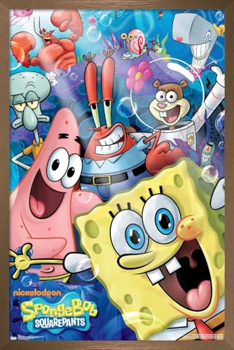 Trends International Nickelodeon Spongebob - Joy Wall Poster, 14.725" x 22.375", Bronze Framed Version