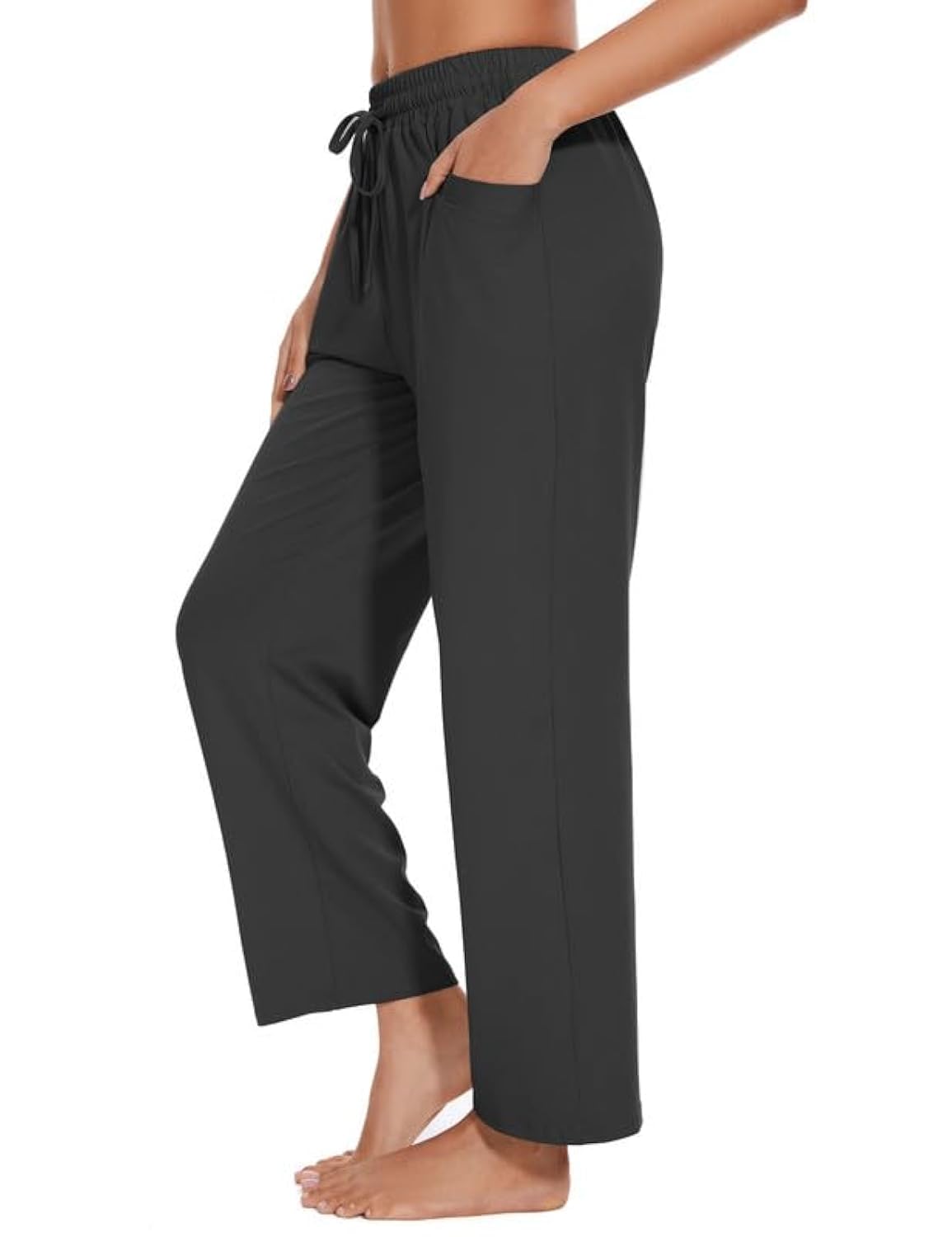 Choosefree Women's Casual Pant with 3 Pockets Straight Leg Lounge Swaetpants Drawstring Lightweight Comfy Pajama Pants