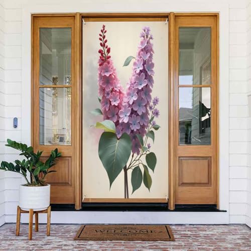 Ramo moderno con estampado lila n.º 244 para puerta, decoración de pancarta de puerta para interiores y exteriores, primavera, verano, otoño, invierno, Halloween, Navidad, decoración del hogar