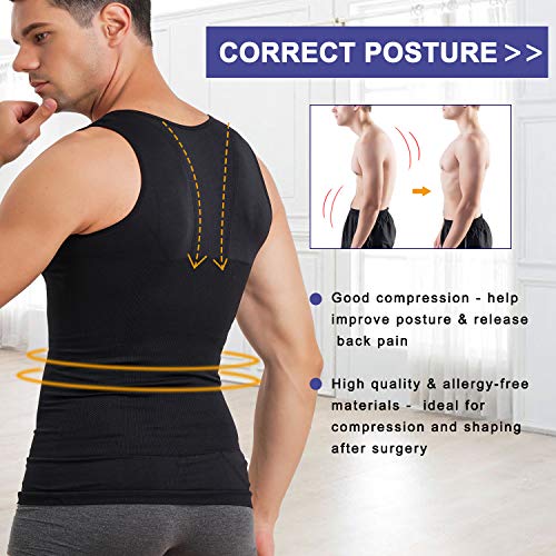 Mens Compression Shirt Slimming Body Shaper Vest Sleeveless Waist Trainer Workout Tank Top Tummy Control Shapewear4