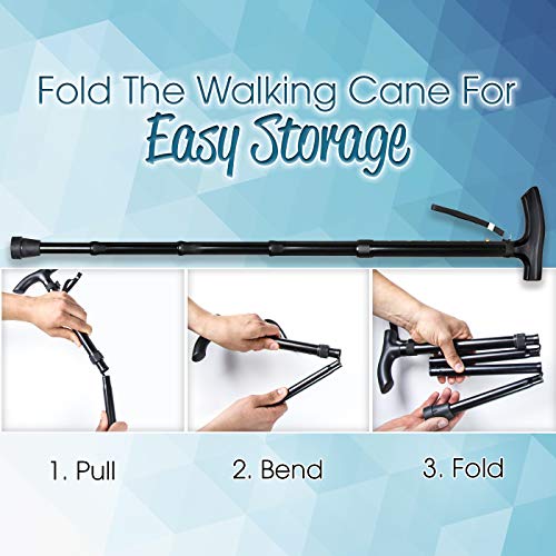 Keenhealth Foldable Walking Cane for Men and Women - Lightweight Walking Stick - Walk Tall with Keenhealth Walking Stick - Easy Travel and Storage: Folds into 4 Smaller Parts - Thumbnail 2