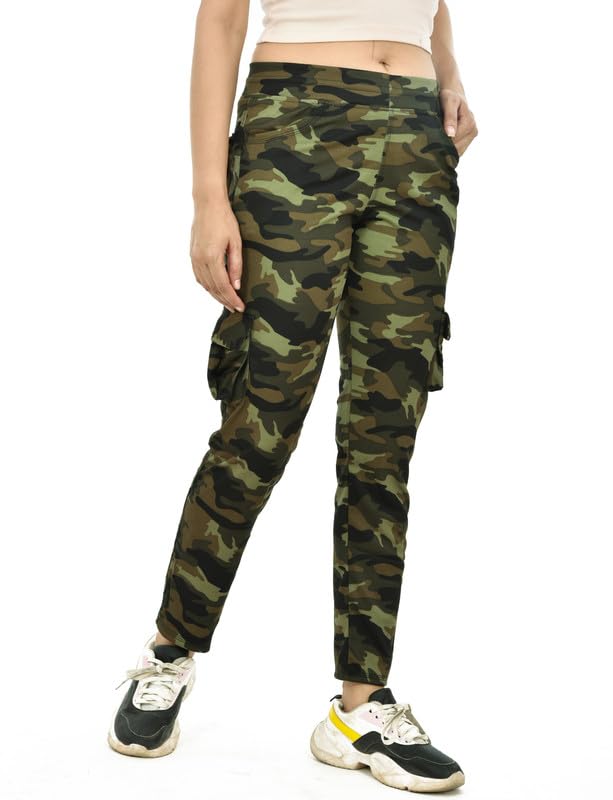 bhondubagus Dry-Fit Women 6 Pocket Military Camouflage Joggers Gym Trackpant Sports Pant | Green-picture-37