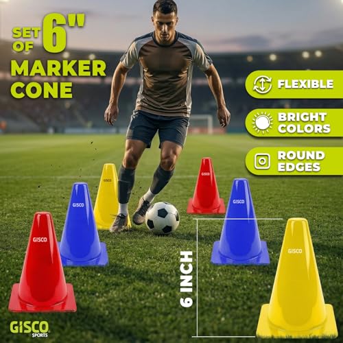 Image of GISCO Speed and Agility Soccer Training Kit, Including (6 Hurdles + Agility Ladder + 6 Marker Cone + 20Space Marker + Kit Bag) | Multi - Colour (Agility Soccer Training Kit - Combo 2 with Bag)