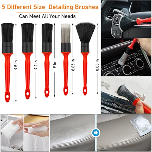 Yumzeco 28PCS Kit Nettoyage Voiture,Brosse Detailing Auto,Brosse Perceuse Nettoyage Interieur Exterieur,Brosse Jante Voiture,Brosse Tapis Voiture,Kit Polissage Voitures Pinceau Nettoyage Auto – Image 3
