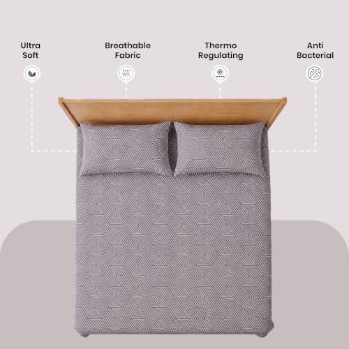 Image of Mush Aura Collection 300 TC Bamboo Bedsheets King Size with Pillow Case | Cooling & Breathable Bedsheets King-Size, Ultra Soft Bamboo Bed Sheet Set for Kingsize Bed (Soft Grey)