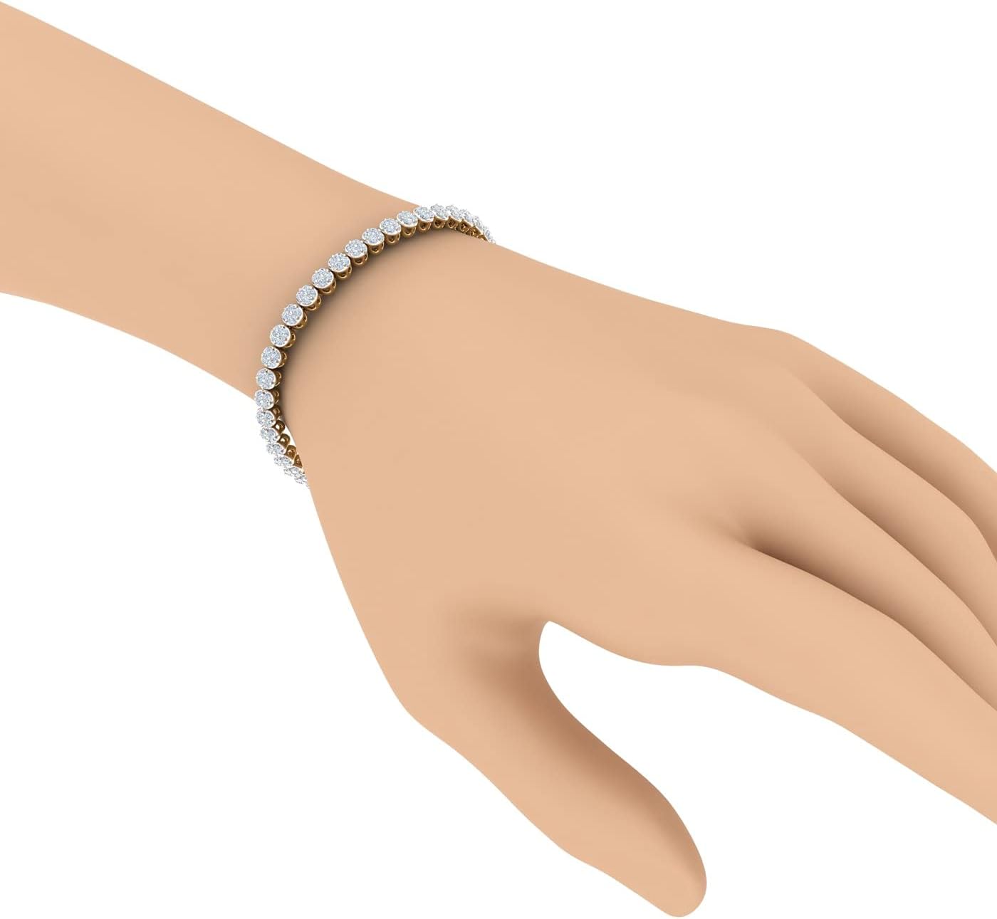 2.1 Carat Natural Diamond Tennis Bracelet for Women in 925 Sterling Silver or in 18K Yellow Gold over Sterling Silver (7.5 Inch)