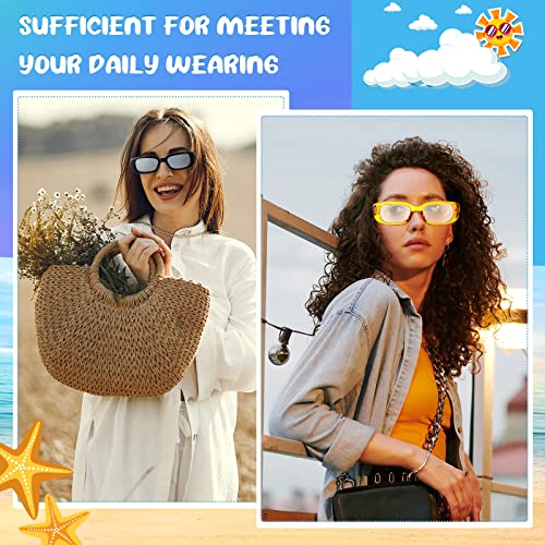 Ecally 36 Pairs Small Retro Rectangle Sunglasses Bulk 90s Vintage Trendy Sunglasses Pack for Women Men(Square,Transparent Color)4