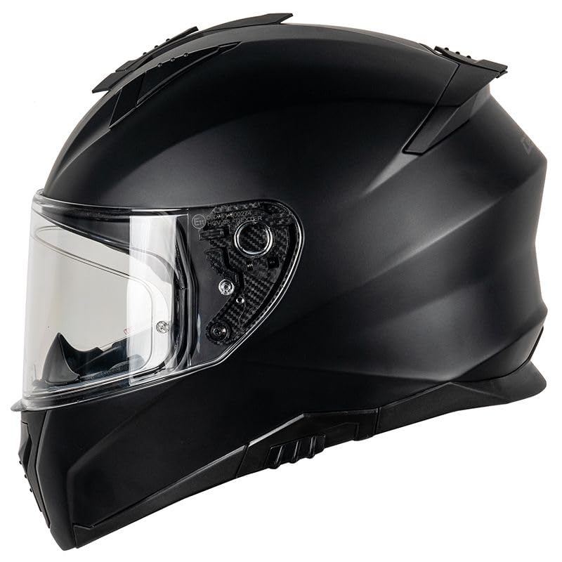 ELEVEN 22.06 Casque de moto intégral avec visière solaire | Homologué ECE 22.06 | Pinlock Inclus | Black Mat | Casque scooter