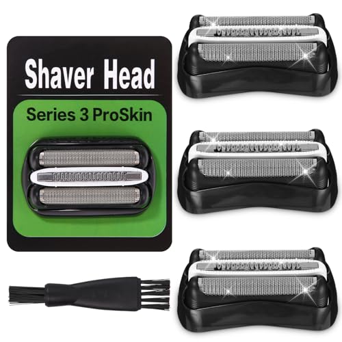 3 Testine per Rasoio Compatibile con Braun Serie 3, 32B, per S3 3040S, 3000S,...