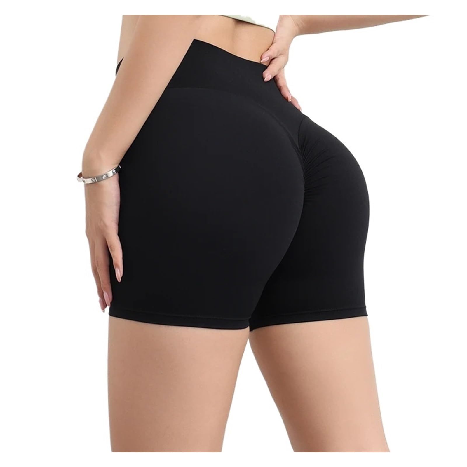 Yoga Pantaloncini Pantaloncini da Palestra in Nylon da Donna, Pantaloncini da Ciclismo for Yoga e Fitness, da Donna, a Vita Alta, Elastici, Aderenti, Traspiranti, Senza Linee a T.(Black,S)