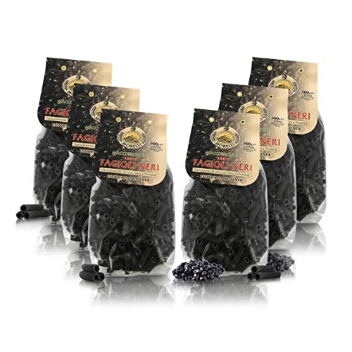 Antico Pastificio Morelli 1860 Srl Macarrones De Alubias Negras, Pasta Italiana De Legumbres - Lote de 6 x 500g