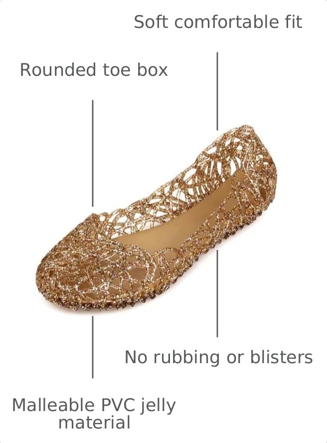 Image of Women's Jelly Sandals Ballet Shoes Slip On Flats Hollow Out Loafers